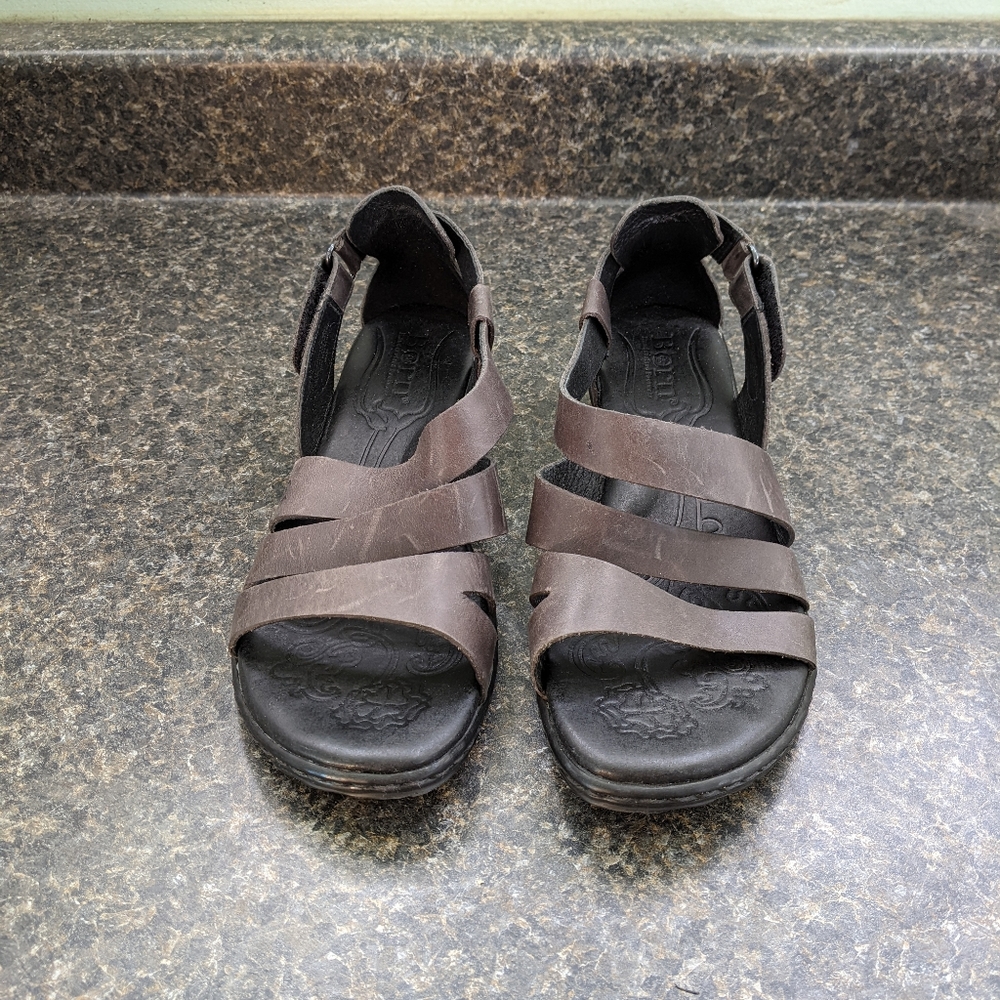 Born leather Gray wedge sandals size 7 - Picture 3 of 7